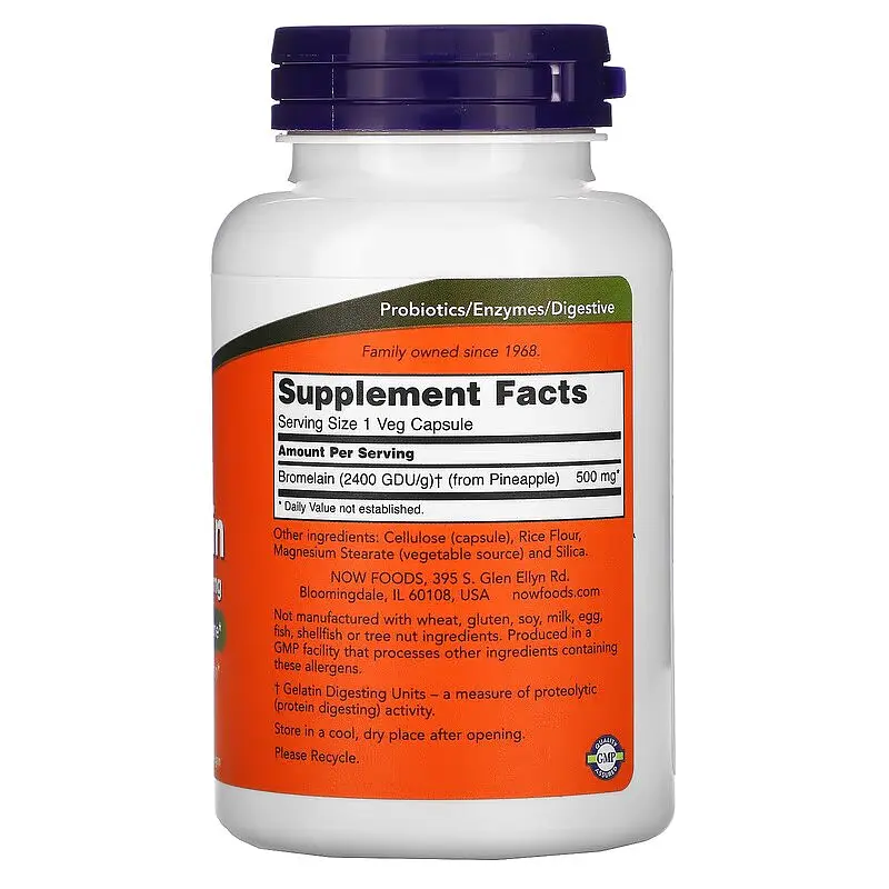 Натуральна добавка Bromelain 500 mg, 120 вегакапсул NOW vit0003470 - фото 2