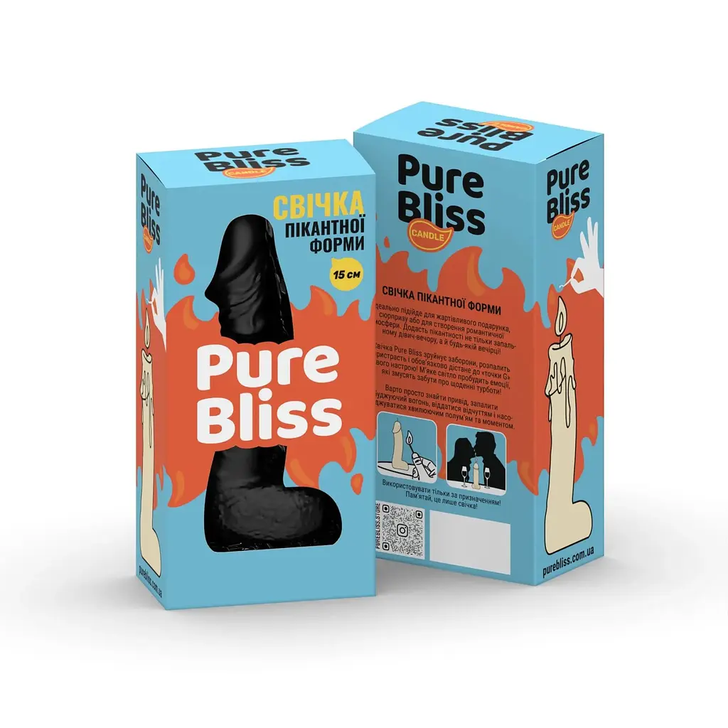 Свеча в виде члена Pure Bliss Mini Black 15 см - фото 7