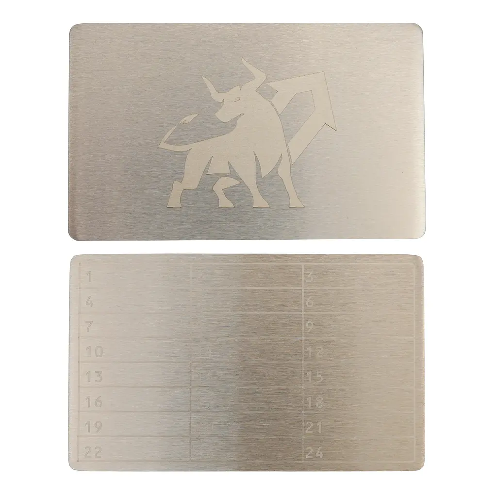 Металева пластина для зберігання сід-фрази Bull Run Mini Plate 55×90 мм + гравірувальна ручка (1 шт) - фото 4