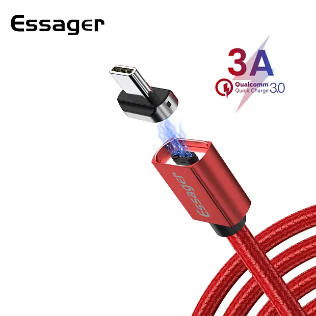 Магнитный кабель красный ESSAGER USB Type-C 1метр - фото 2