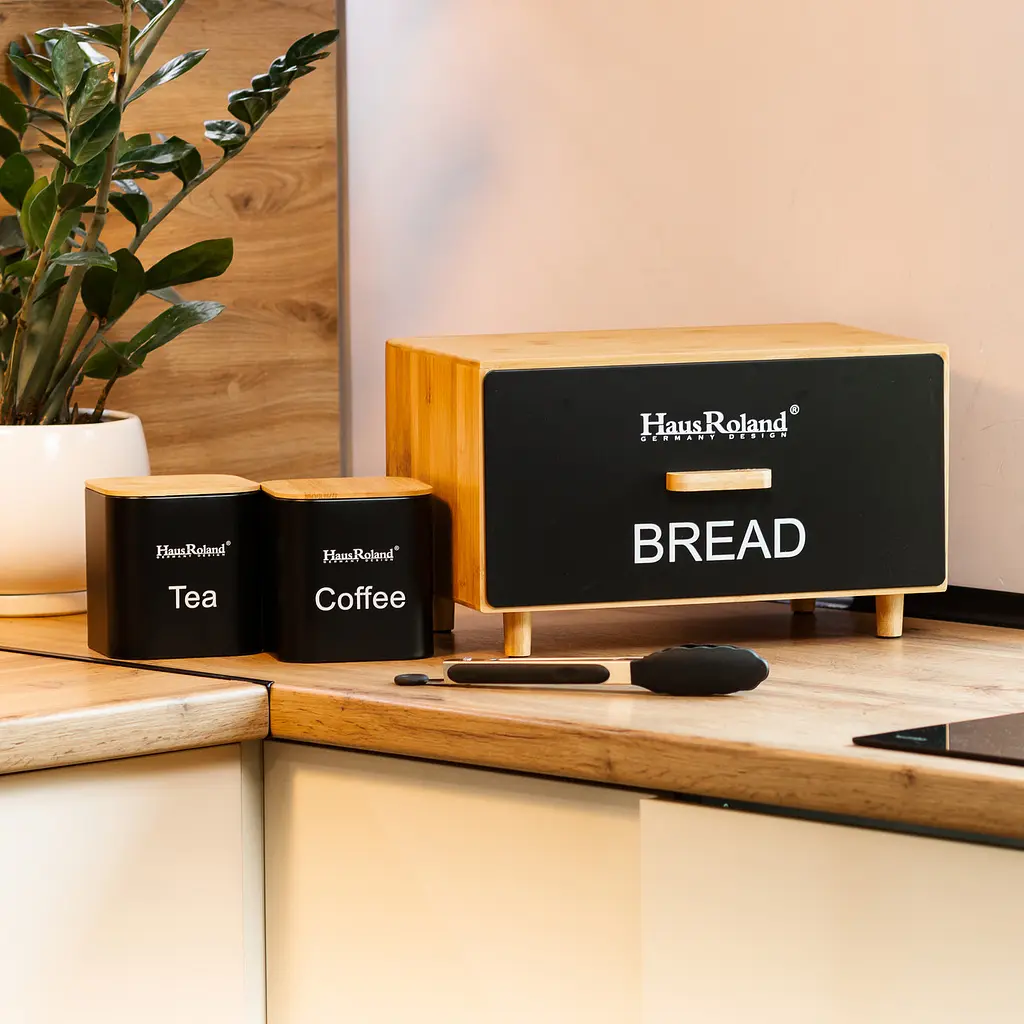 Набір для зберігання продуктів Haus Roland 4 штуки з бамбука, чорний Yiwu HP33534B - фото 11