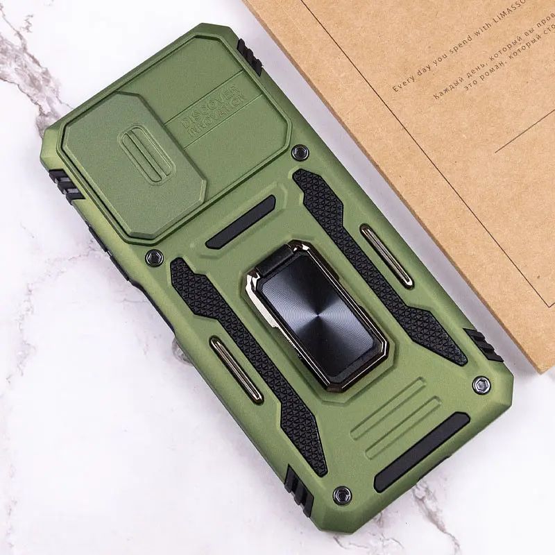 Ударопрочный чехол Camshield Army Ring для Xiaomi Redmi 9A Оливковый / Army Green - фото 4