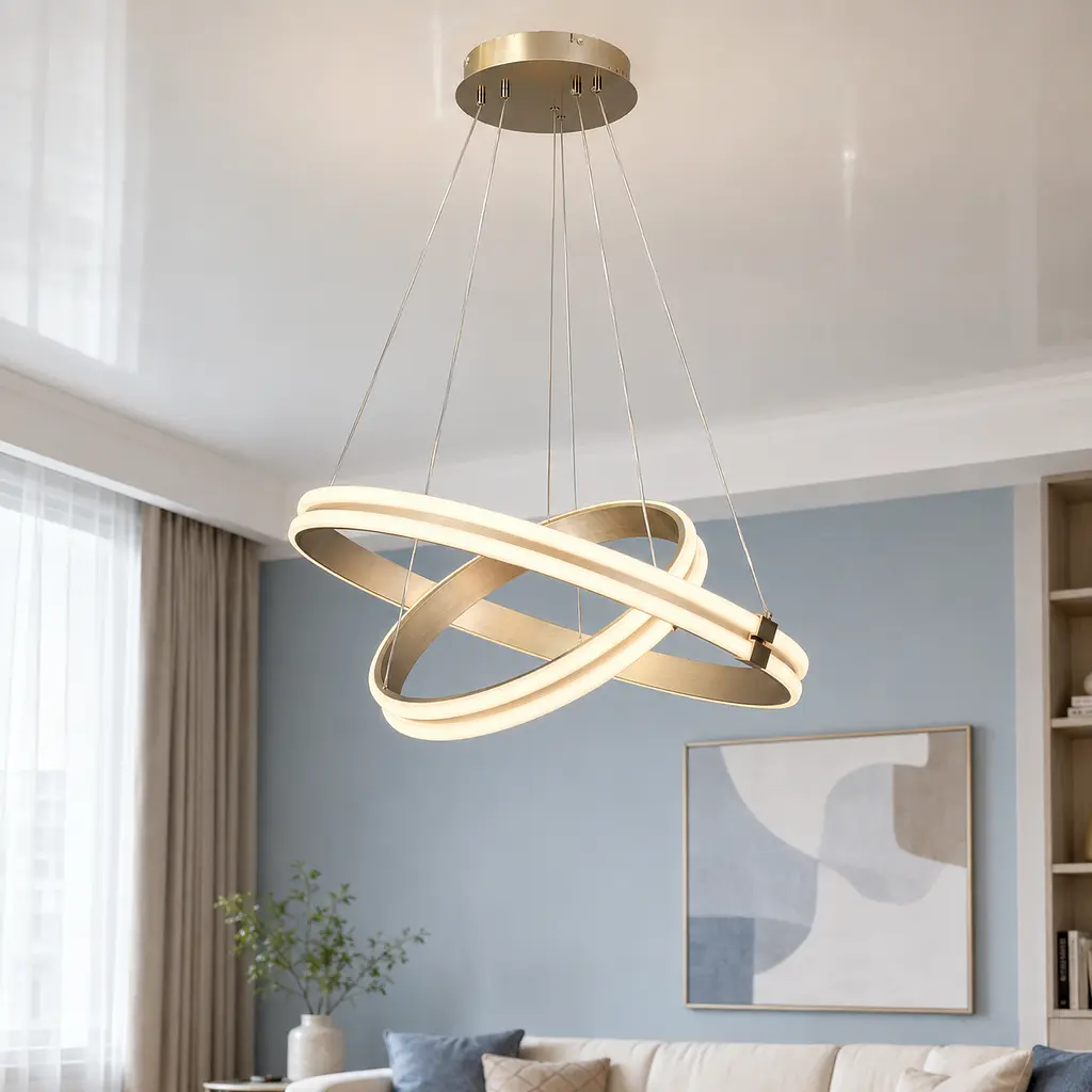 Сучасна LED люстра з двома кільцями MD78099/60+40CF Artlight у кольорі рожеве золото - фото 6