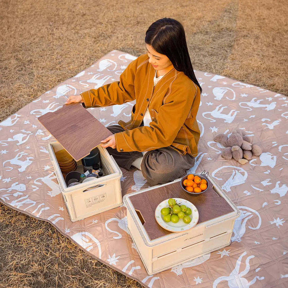 Складаний контейнер для зберігання з ручками Naturehike Lingyue R CNK2550XB017, 25 л, світло-бежево-сірий - фото 5