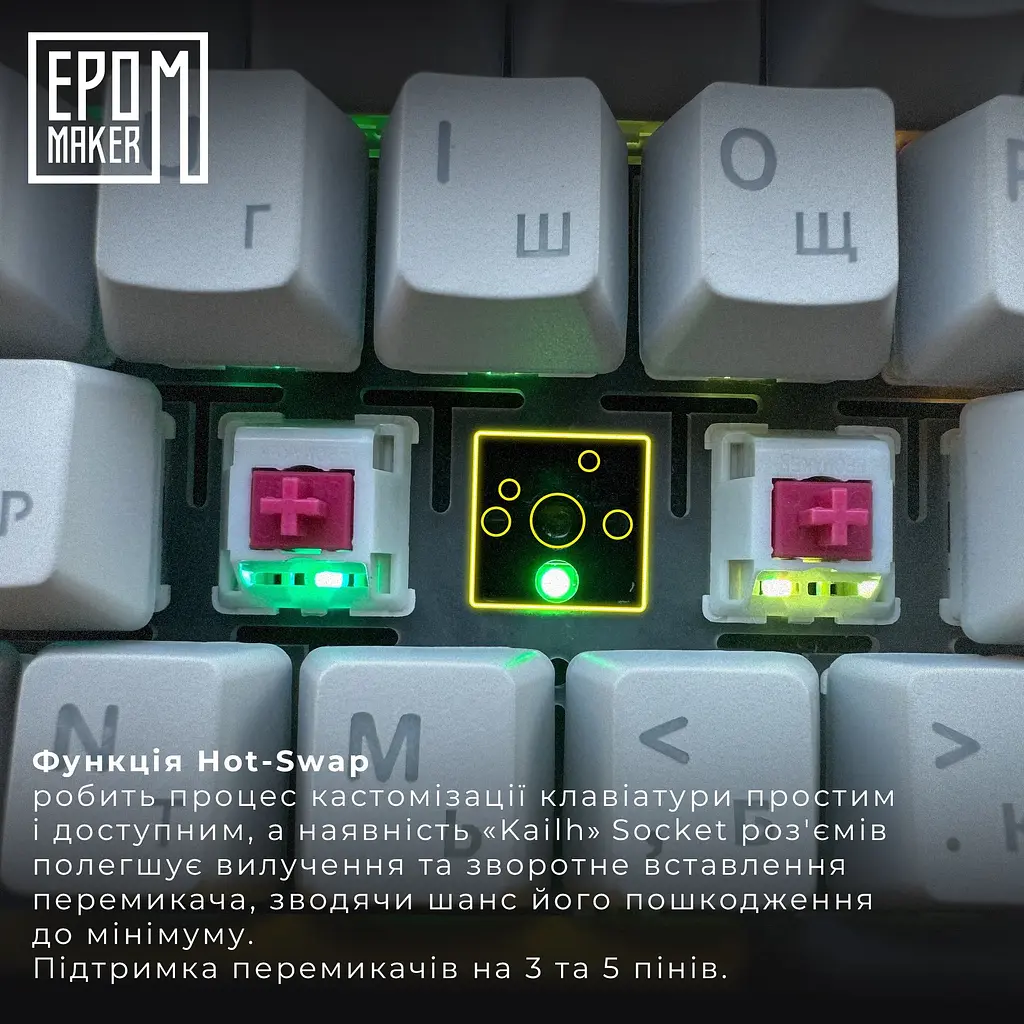 Клавіатура Epomaker Shadow-X Mulan White механічна бездротова (SHX-W-M) - фото 11