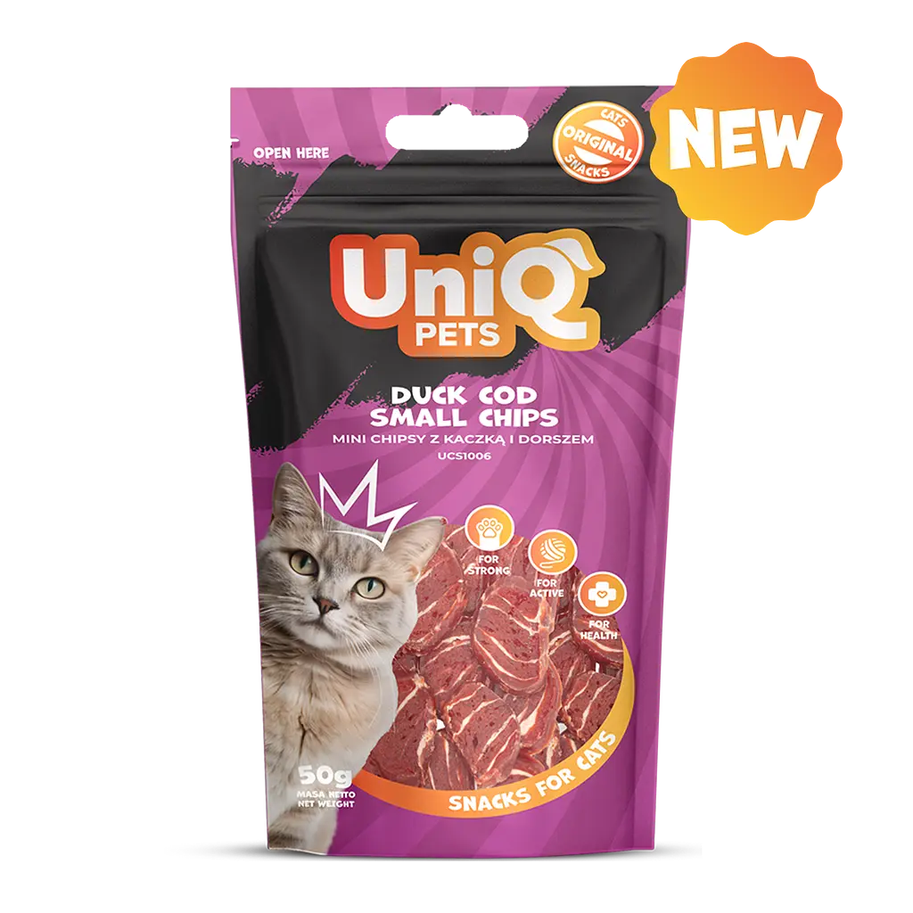 Ласощі для котів Uniq PETS CAT SNACKS MIMI Міні чіпси з качки та тріски, 50 г - фото 3