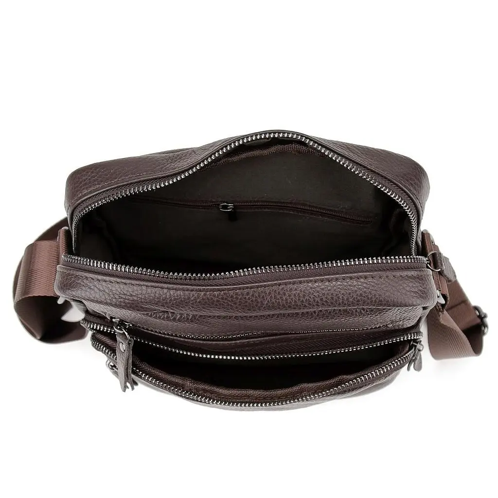Чоловіча шкіряна сумка через плече Tiding Bag M56-9981C коричнева - фото 2