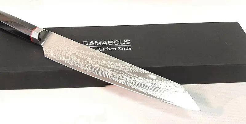 Ніж слайсер Damascus DK-AK 3003 AUS-10 дамаська сталь 73 шарів лезо 20 см - фото 4