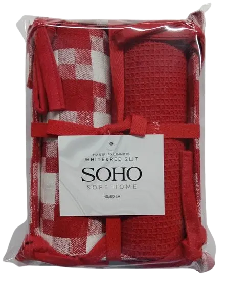 Набір рушників Soho 40x60см White&Red 2шт pbe0050699 - фото 3
