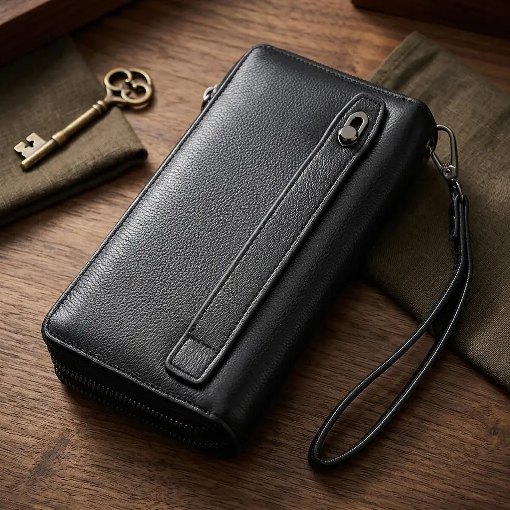 Чоловічий клатч на два відділення із натуральної шкіри ST Leather 22684 чорний - фото 3