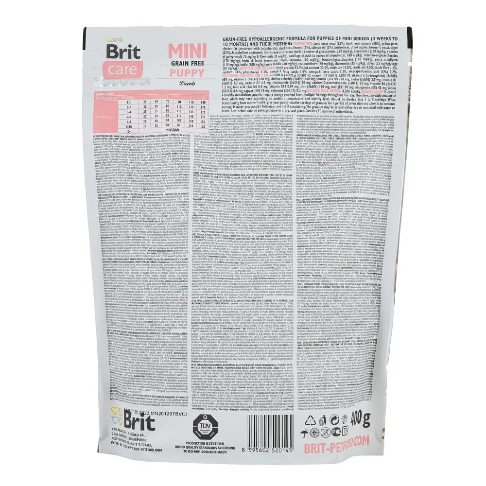Сухий корм для цуценят собак мініатюрних порід Brit Care GF Mini Puppy Lamb 0.4 кг (ягня) - фото 4