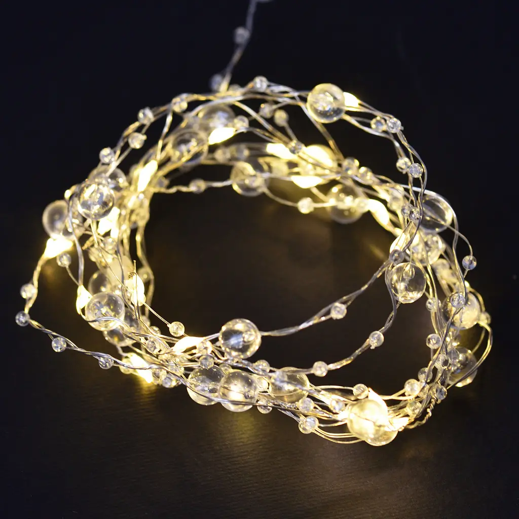 Гирлянда светодиодная Yes! Fun Жемчужины 20 LED на медной проволоке и батарейках тепло-белая 2.2 м (801203) - фото 3