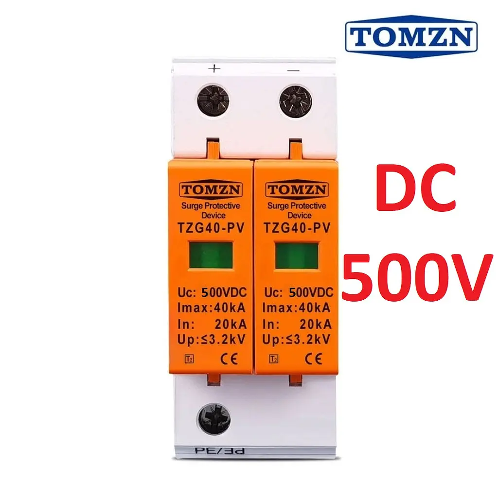 Пристрій захисту від імпульсних перенапруг DC TOMZN TZG40-PV 2P 20–40kA 500V обмежувач перенапруги 2х полюсний (19635) - фото 2