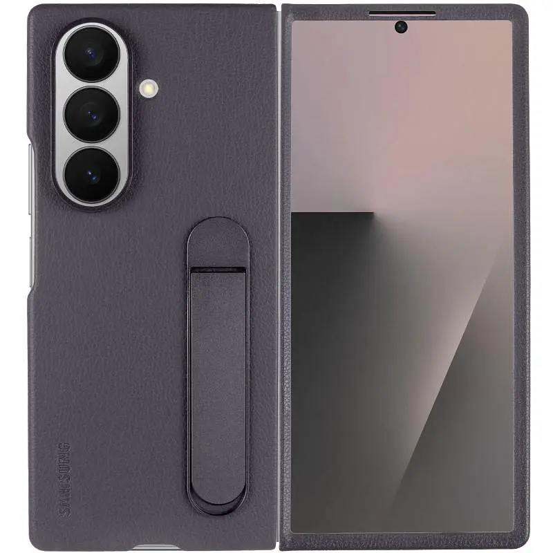 Кожаный чехол Leather Case (AAA) with stand для Samsung Galaxy Z Fold7 Gray - фото 2