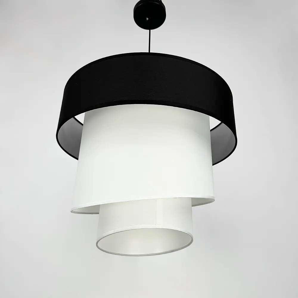 Дизайнерська люстра IONOS 1 з текстильним абажуром Line.F MJ 159-500 BK+WT+WT - фото 6
