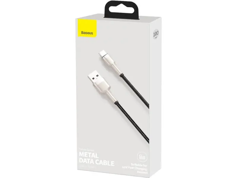 Кабель BASEUS Cafule Series Metal Data Cable USB to Type-C 66W 1m Black (CAKF000101) - фото 2