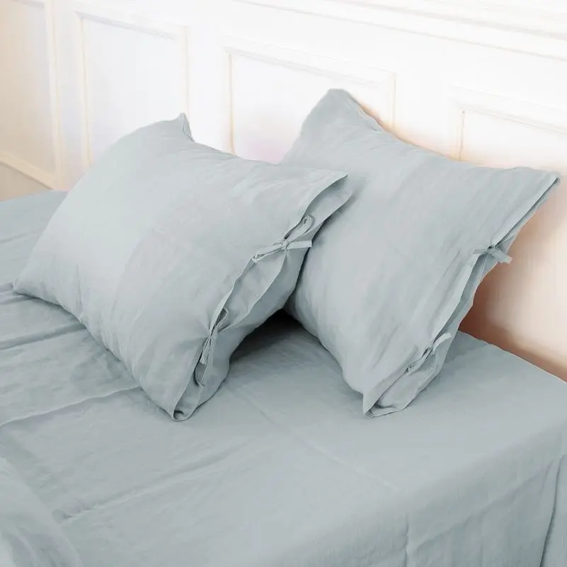 Комплект постільної білизни MirSon Natural Linen Caspian льон King Size сіро-блакитний (2200008248246) - фото 7