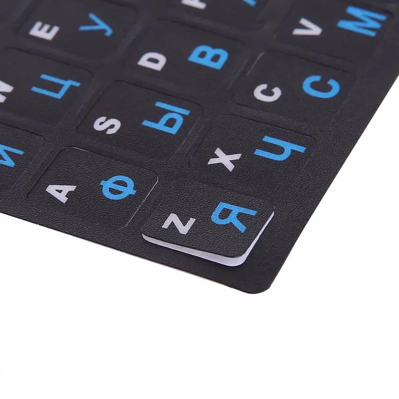 Наклейки на клавіатуру KeyBoard 11х13 мм сині літери Black - фото 4