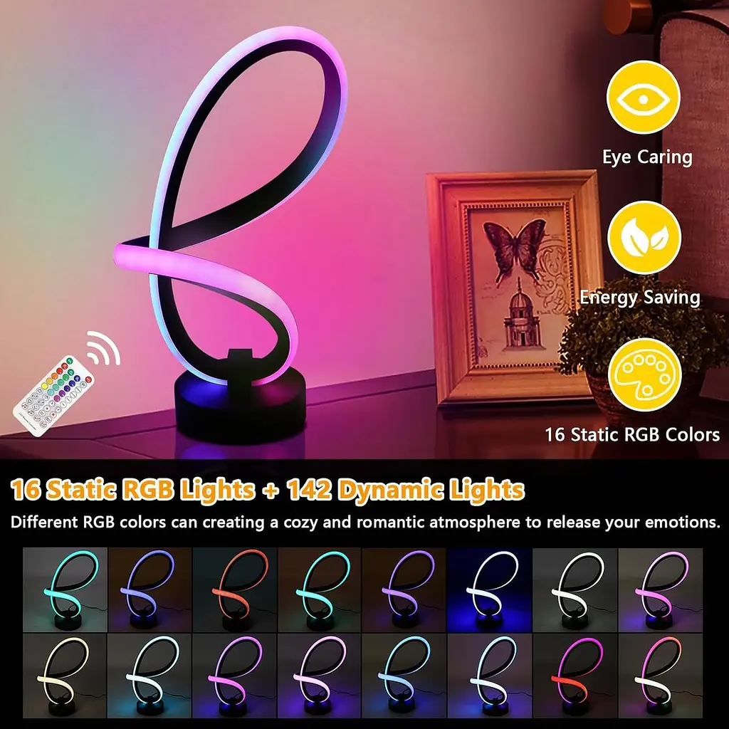 Приліжкова лампа TECKZOON спіральна RGB управління додатком музичний режим - фото 2