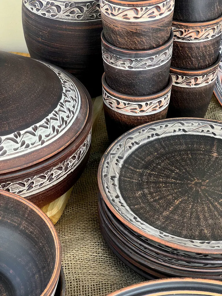 Столовий сервіз керамічного (глиняного) посуду на 6 осіб Ангоб - фото 4