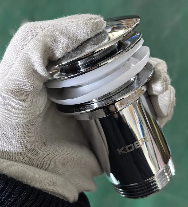 Донний клапан для раковини Koer PW-08-01 без переливу автоматичний Click-Clack 1 1/4″ Хром KR5786 - фото 7