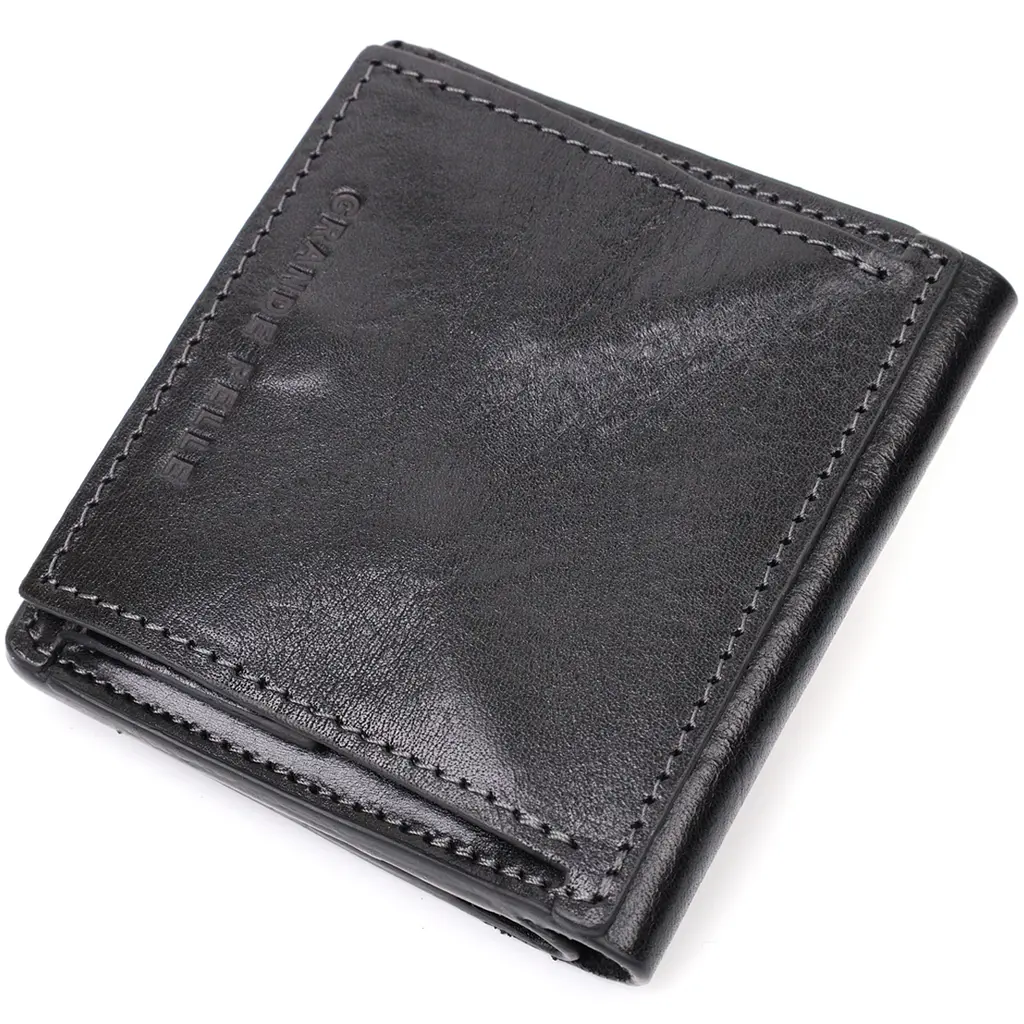 Шкіряний чоловічий гаманець Grande Pelle 9.5х10х1.5 см acs0026943 - фото 2