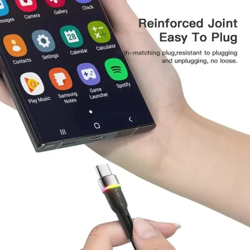 Дата кабель USB 2.0 AM to USB-C 1.0m 3A LED black Essager (EXCT-XCD01) - фото 8