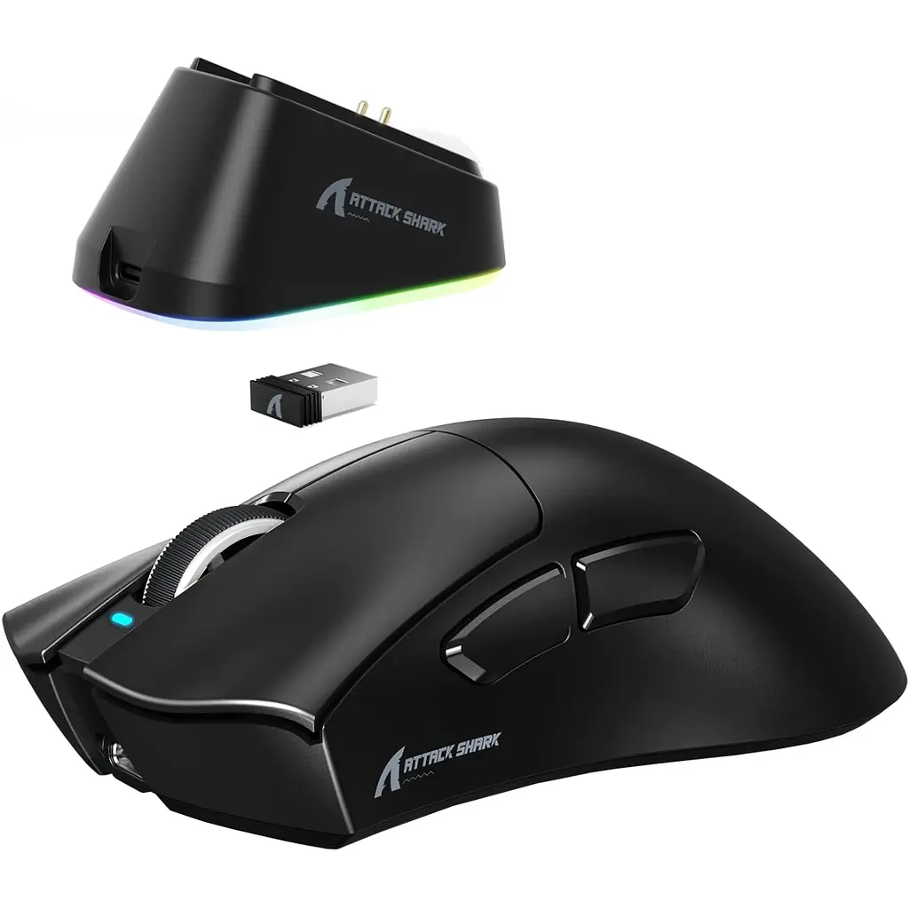 Мишка Attack Shark V3Pro Ultra-Light, Wireless/Bluetooth, 25000dpi. (PAW3311), 6кн., Black - фото 3