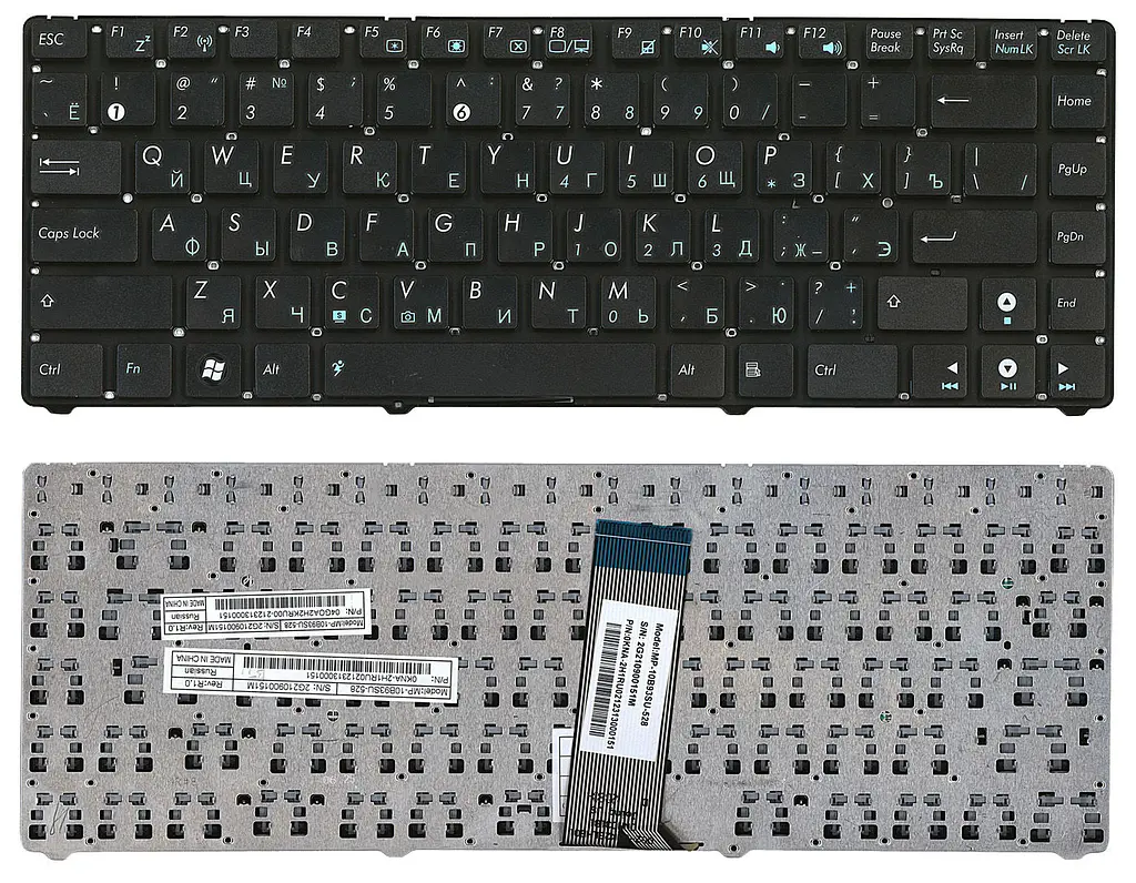 Клавіатура для ноутбука Asus EEE PC 1201, 1215, 1225, U20, VX6 Eee PC Lamborghini Black, (No Frame) - фото 3