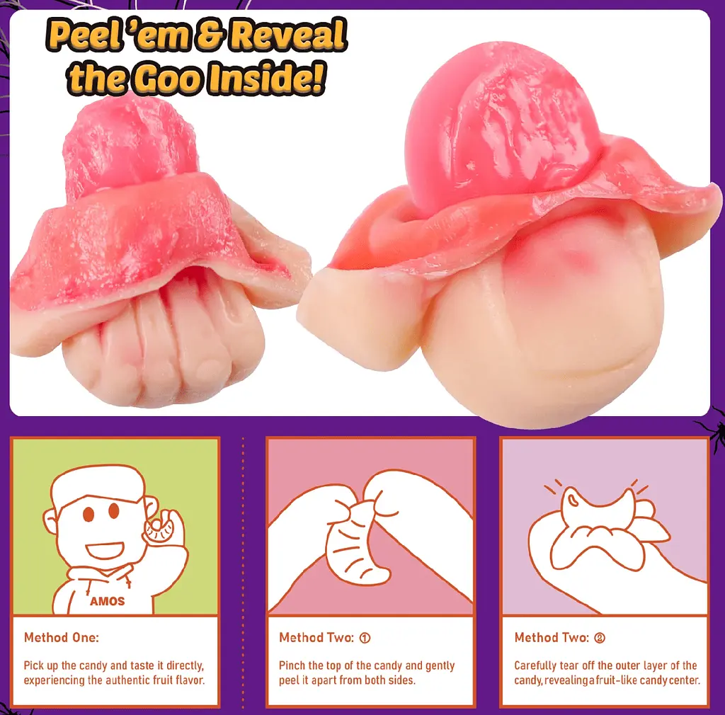 Жувальні цукерки Amos Halloween Peelerz Body Parts Gummies Candy 240г - фото 3