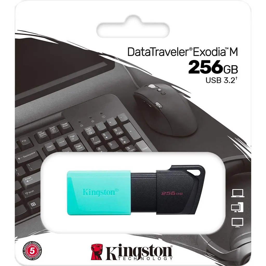 Флеш-накопитель Kingston USB3.2 256GB DataTraveler Exodia M Black/Teal (DTXM/256GB) - фото 3