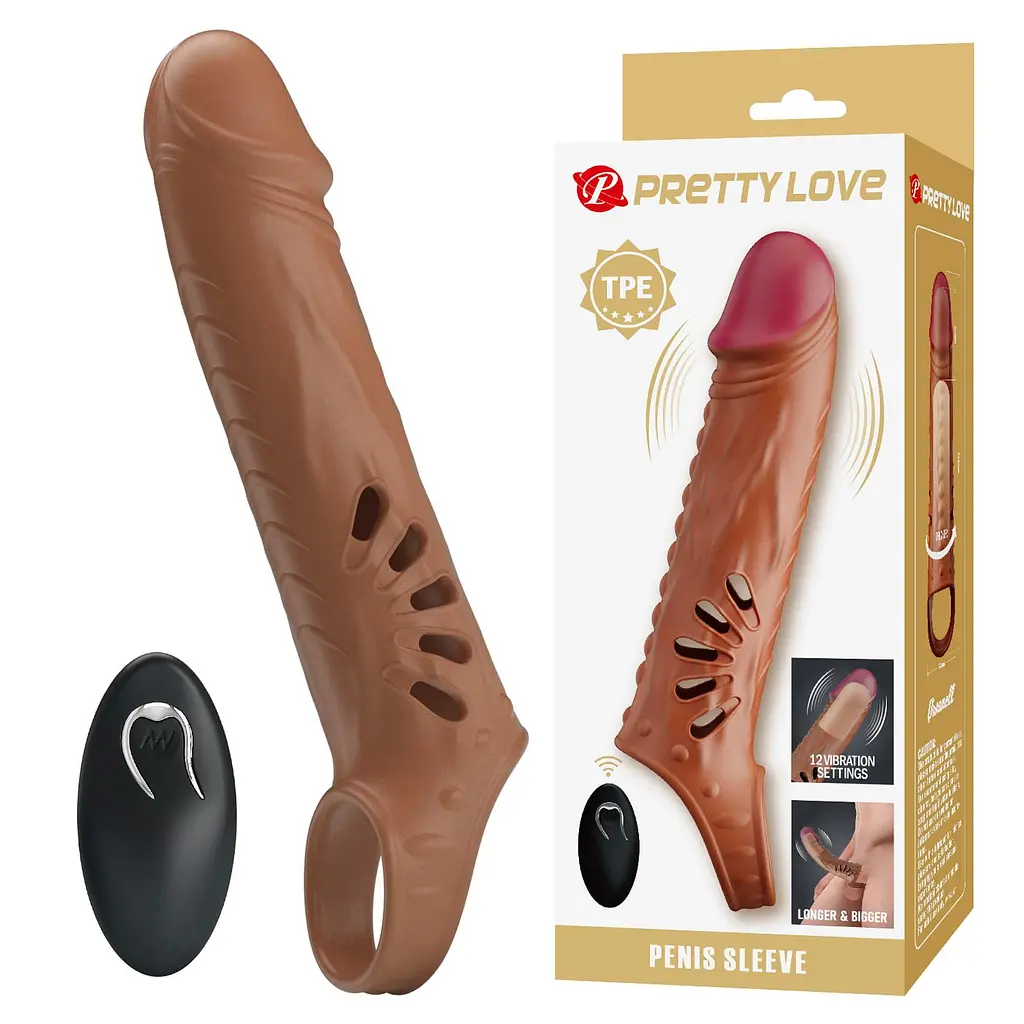 Насадка на пеніс Pretty Love Penis Sleeve 24.3 см (коричневий) - фото 11