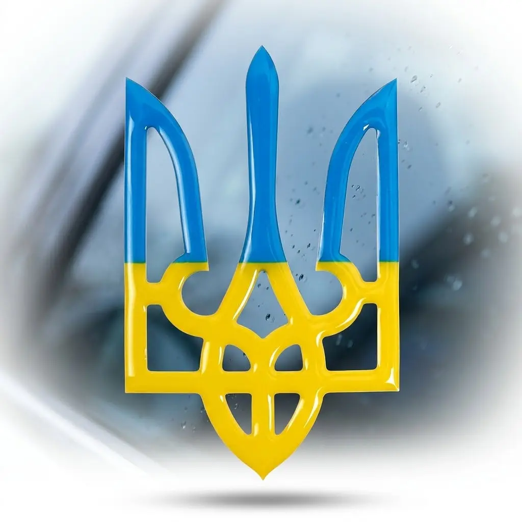 Наклейка силіконова Герб України контур синьо-жовта 5 x 8 см 1 шт - фото 2