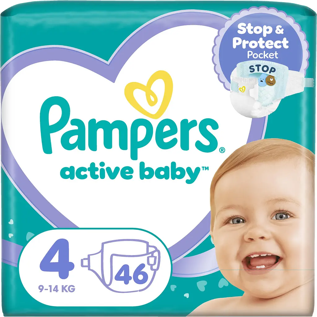 Підгузки Pampers Active Baby Розмір 4 (9-14 кг) 46 шт.