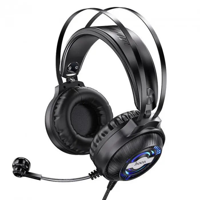 Дротові навушники Hoco W101 Streamer gaming headphones 2.4m, 3.5mm, USB, LED black - фото 2