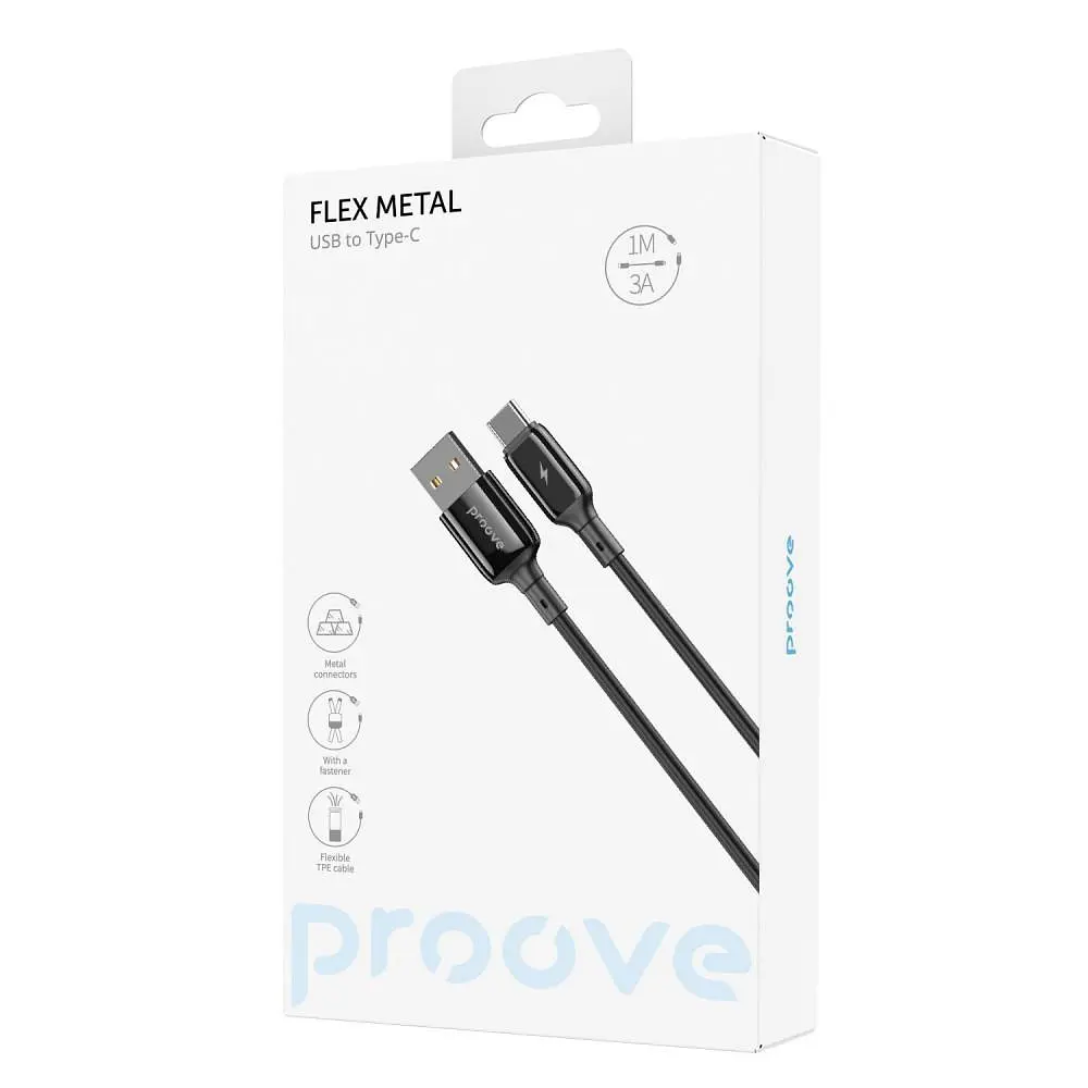 Кабель Proove Flex Metal USB to Type-C 3A (1m) black (CCFM20001201) - фото 3