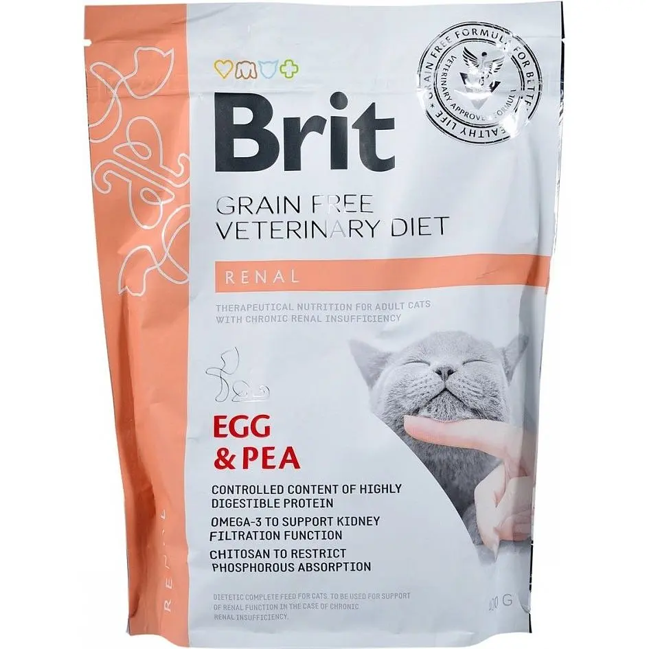 Сухий корм Brit VetDiets GF Cat Renal для дорослих котів з яйцем та горохом 0.4 кг - фото 3