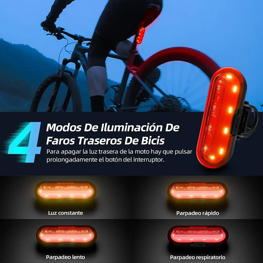Велофари Gobikey USB із сигналізацією 120 дБ, передня та задня - фото 6