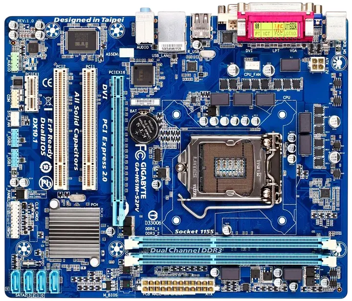 Материнська плата Gigabyte GA-H61M-S2PV rev. 2.1 LGA 1155 (GA-H61M-S2PV) Б/В - фото 2