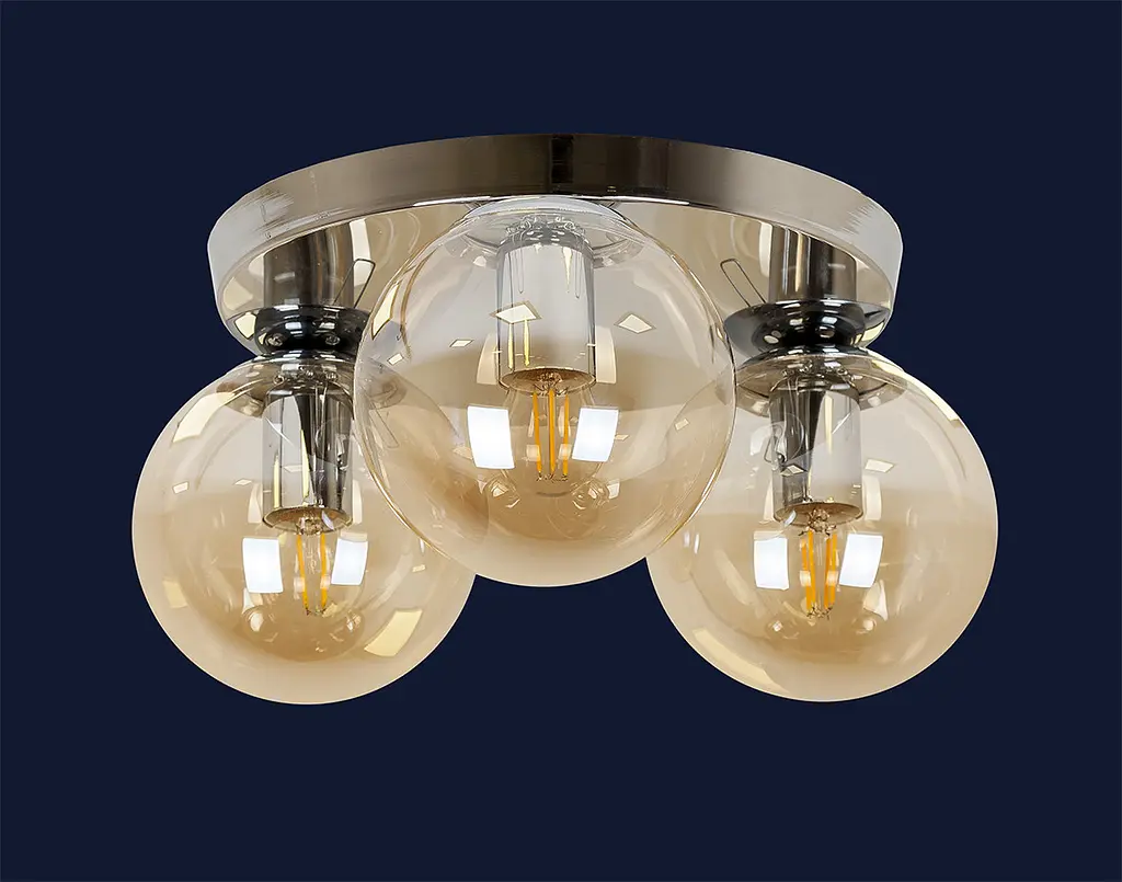 Люстра стельова Levistella 756XPR150F-3 CR+BR (290), 3 плафона, E27, 150 мм, хром, коричневий, сучасний стиль для дому - фото 2