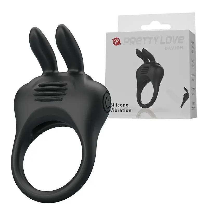 Ерекційне віброкільце Pretty Love Davion Penis Ring Black, 7.4 см (чорний)