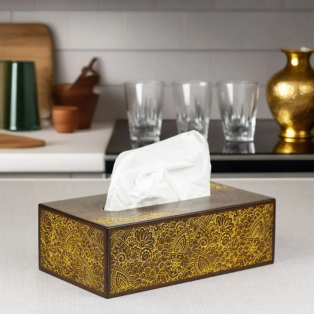 Деревянный диспенсер для салфеток VANZA Ornavia gold  - фото 9