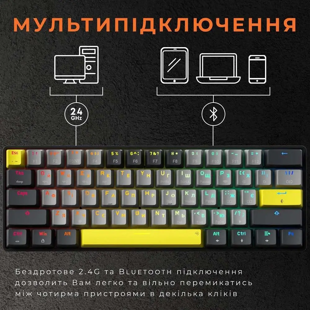 Клавіатура бездротова GamePro MK130G Pro Outemu Red Switch Hot-Swap RGB Black - фото 6