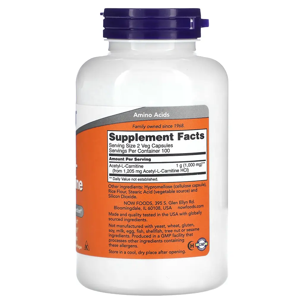 Ацетіл Л Карнітин Acetyl L-Carnitine 500мг - 200 вег.капсул - фото 2
