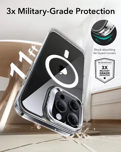 Прозрачный чехол с подставкой ESR Classic Hybrid Case with Stash Stand (HaloLock) Clear Black для iPhone 16 Pro Max (1A7500202) - фото 7