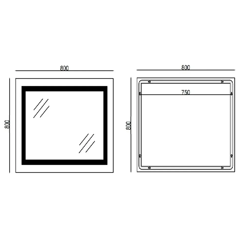 Дзеркало Mixxus Warm MR02-80x80 (LED Touch, годинник, антизапотівання, димер, регулювання яскравості) MI6934 - фото 3