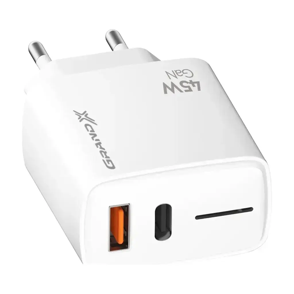 Зарядний пристрій Grand-X GaN 1xUSB-C + 1xUSB QC3.0 45W white (CH-460W) - фото 4