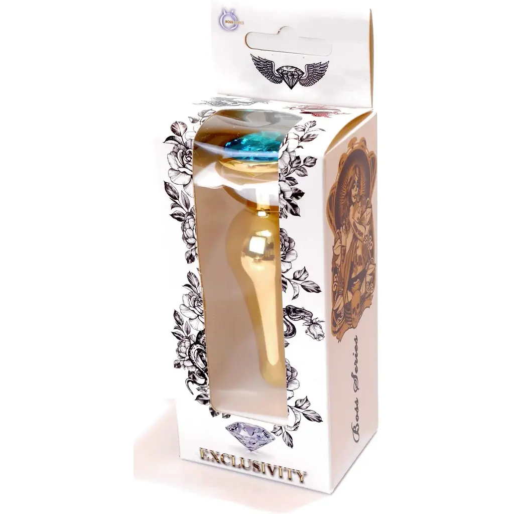 Анальна пробка Boss Of Toys Boss Series - Jewellery Gold Butt Plug Light Blue, BS6400067, Золотий / Голубой - фото 8