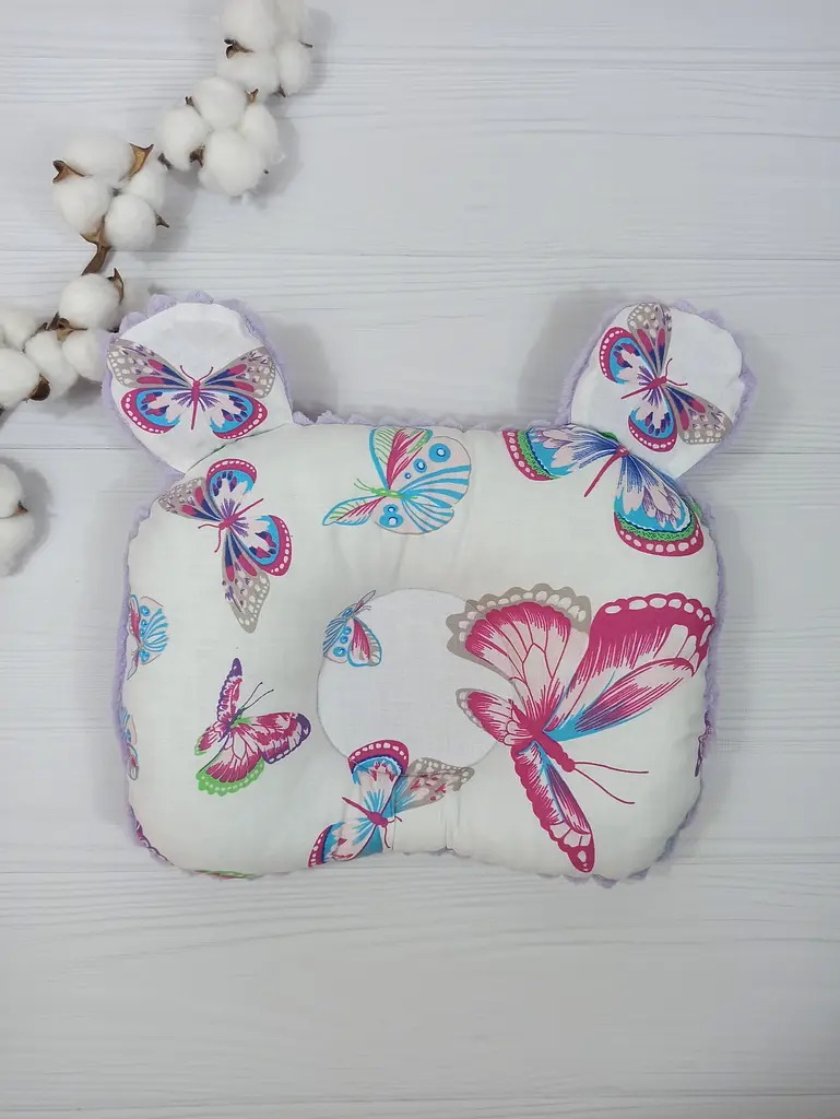 Плед для немовлят із знімним утеплювачем та подушка a.l.babybox Метелики Фіолетовий - фото 3