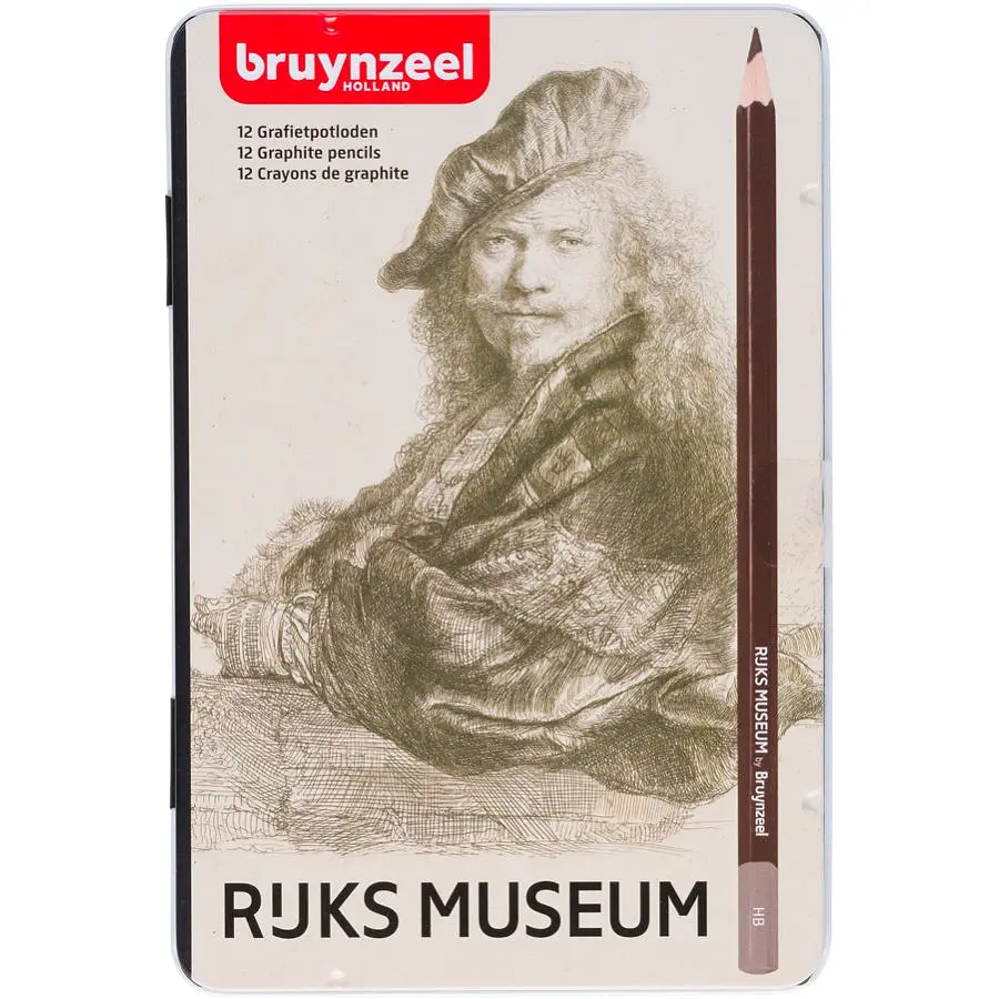 Набір графітних олівців Dutch Masters Автопортрет Рембрандт 12 шт. Bruynzeel (8712079413651)